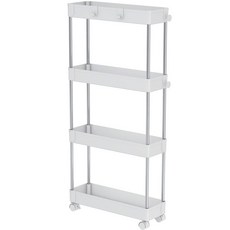 saiveina 4層移動式縫隙收納架, Clova White, 1個