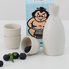 Dalsogum 韓國製陶瓷米白色德利清酒瓶酒杯組, 酒瓶 + 酒杯 3入, 1套