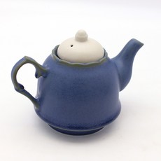 月鹽 韓國產霧面陶瓷雙色茶壺, 鋼藍色, 1個