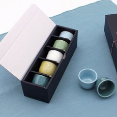 달소금 韓國製 陶瓷 亮光 酒杯 禮盒組, 酒杯 5入, 1套