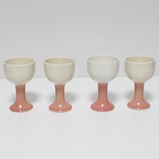 亮面陶瓷高腳燒酒杯 大理石白粉色, 玻璃 4p, 1套