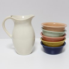 月鹽陶5人裝米酒瓶+米酒杯套組, 1套, 02 粉彩