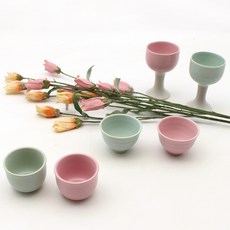 Moonsalt Pottery Life 什錦感性酒杯套裝粉紅色薄荷, 1組, 酒杯 6個