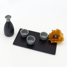 달소금 韓國製 陶瓷 花蕾 天空灰 酒瓶組, 酒瓶 + 酒杯 3入, 1套