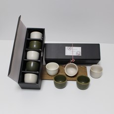 月鹽 韓國產 陶瓷 杏仁酒杯 禮盒, 酒杯 5入, 1套