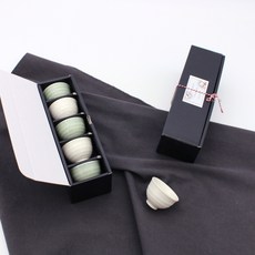 月鹽 韓國產 陶瓷 螺旋亮光燒酒杯組, 酒杯 5入, 1套