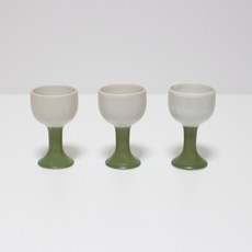 Dalsalt Pretty Pottery 啞光雙色手柄燒酒杯套組海綠色, 1套, 紅酒杯 3p