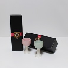 月鹽粉彩迷你紅酒杯禮盒組 粉紅色 薄荷色, 2個迷你酒杯, 1組