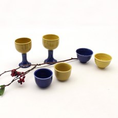 Dalsogeum 韓國陶瓷人生綜合感性酒杯組 檸檬藍, 1套, 酒杯 6入