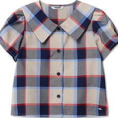 renoma kids 女童款大領子標誌格紋雪紡衫 R2321B351