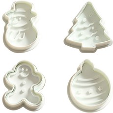Cooknbake 聖誕節按壓式餅乾模具4件組, 1套, 白色