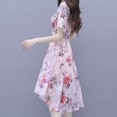 플라워 언밸런스 반팔 원피스 빅사이즈 포함