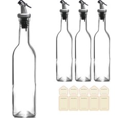 首爾包裝 廚房整理油瓶 4入 + 倒油嘴 4入 + 貼紙 2種 x 5張 套組, 1套