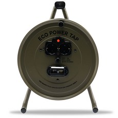 에코파워탭 국내 제조 캠핑 케이블 릴선 + 고정핀 + 손잡이 랜덤발송 세트 2구 카키 EPR-K020, 1세트, 20m