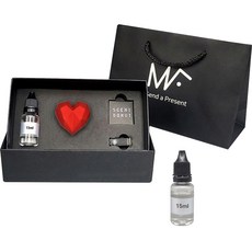 MFUTURE 車用愛心香氛墊 霧面紅 + 香氛油 15ml 2入 + 購物袋, 潔淨棉, 1套