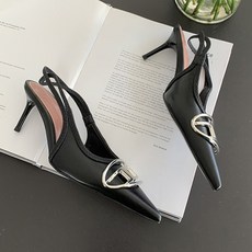 페이퍼먼츠 여성용 로세이 실버 버클 슬림한 뾰족 하이힐 01224