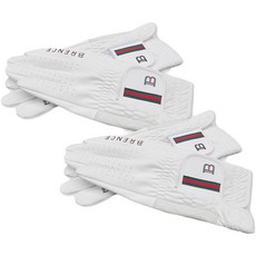 BRENCE 女性用 Finger Line 合成皮 高爾夫手套 雙手用, 白色, 2套