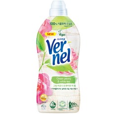 Vernel 高濃縮衣物柔軟精 綠色 牡丹&白茶 正裝, 1800毫升, 1個