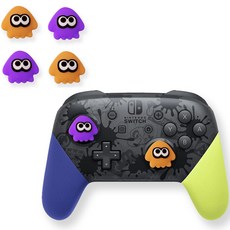 UPMARKET Pro控制器 Akitomo 漆彈大作戰 魷魚搖桿帽 PS5 紫色 2入 + 橘色 2入 套組, 1套, 單一商品