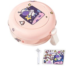 太空人便攜式維持器矯正器假牙收納盒 + 刷子 + 貼紙組, 1組, 粉色