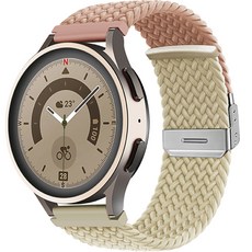 HAMATE Galaxy Watch 相容 雙色扣環式編織環狀錶帶 22mm, 奶茶沙色, 1個