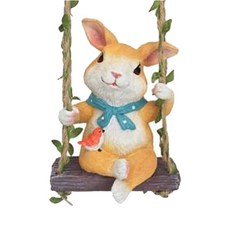 MA GARDENERS鞦韆上的兔子花園裝飾, 黃色