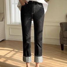 Chic Fox 女款修身直筒不褪色原牛仔褲 長款
