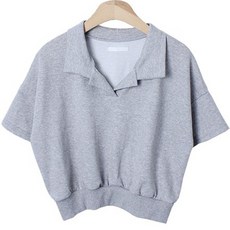 린다샵 폴론나 반팔 카라 베이직 크롭 맨투맨 cpt12009k32