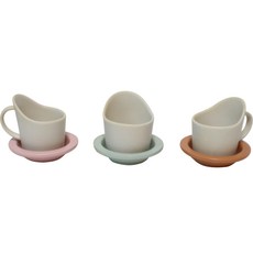 月鹽 陶瓷霧面粉彩紙杯架+杯墊 3件組, 淺粉色, 薄荷綠, 鮭魚色, 1個