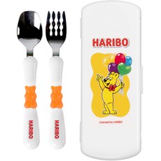 HARIBO 幼兒餐具組, 1套, 湯匙 + 叉子 + 收納盒, 橘色