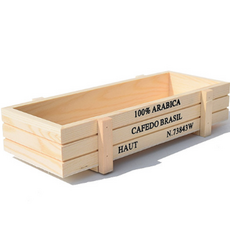 Nabida 木質刻字迷你方形花盆, 米色, 1個