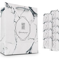 Lead home 堅固的大理石紋購物袋, 白色, 10個