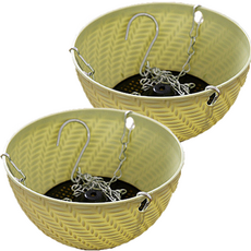 Aenriini 塑膠懸掛式花盆 2入, 綠色