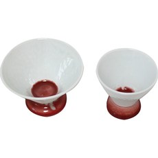 鹽巴糖手作陶瓷冰淇淋紅豆刨冰碗 2件組, 紅色的, 1套