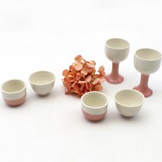 月鹽陶瓷人生燒酒杯 感性綜合酒杯 6件組 大理石粉, 2p 迷你酒杯 + 2p golbaengi 酒杯 + 2p 特殊酒杯, 1組