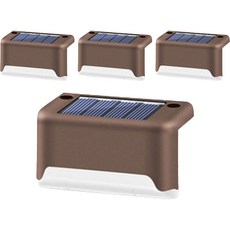 지앤비 태양광 LED 계단 난간 정원조명, 전구색, 4개