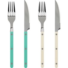 Cher Parbe 刀叉組, 粉綠色 + 象牙白, 餐叉(2入) + 餐刀(2入)