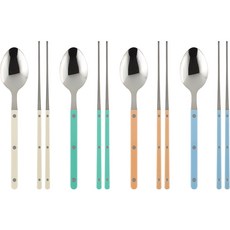 MAISON OBJET Parbe 4人餐具組, 湯匙 4p + 筷子 4p, 象牙白 + 粉彩綠 + 裸粉色 + 粉彩藍