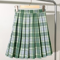 메이첼 캐주얼 컬러 체크 주름 미니 스커트 02164