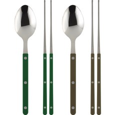 시에르 파르베 2인 수저세트, 그린 + 카키, 디너 스푼 2p + 젓가락 2벌, 1세트