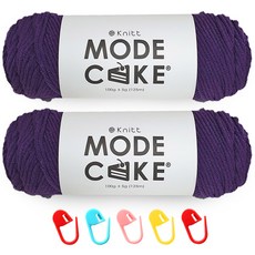 니뜨 모드케이크 뜨개실 100g 2p + 단수링 5p 세트, 20퍼플 + 랜덤 발송, 1세트