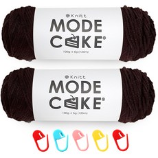 니뜨 모드케이크 뜨개실 100g 2p + 단수링 5p 세트, 08 다크브라운(뜨개실), 랜덤발송(단수링), 1세트