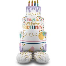 GRABO BALLOONS 鋁箔氣球 站立式空氣氣球 生日造型蛋糕 123cm, 混合顏色, 1個