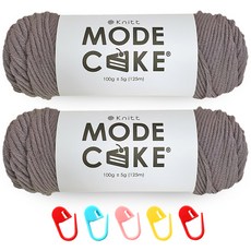 니뜨 모드케이크 뜨개실 100g 2p + 단수링 5p 세트, 17그레이브라운 + 랜덤 발송, 1세트