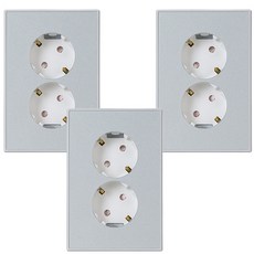 TILINS 2孔插座 白銀色, 3個