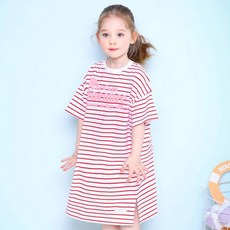 JELISPOON 女童款橫條紋文字洋裝