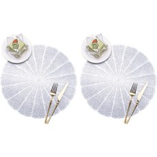歐式風格 PVC 餐墊 2入, 銀色, 38cm