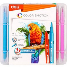 deLi 得力 雙色簽字筆 24色 EC151-24, 1套, 混合色