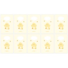 Donna&deco 動物朋友們的對話框明信片 10入 + 信封 10入 + 貼紙 10入套組, 1套, 051 很高興見到你 小雞