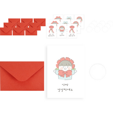 Donna&deco 家庭月 父母節明信片 5款 x 2張 + 卡片信封 10個 + 透明貼紙 10張 組合, 1套, 混合色